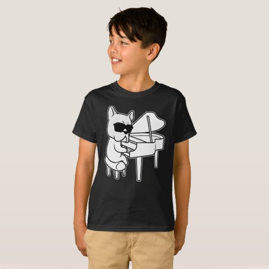 Pianist Piano Player-hond met piano T-shirt (Voorkant volledig)