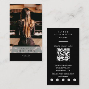 Pianist Pianomuzikant Leraren Foto QR-code Visitekaartje