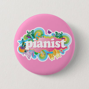Pianist Retro Piano Gift Ronde Button 5,7 Cm