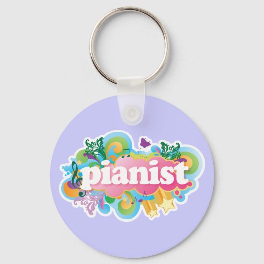 Pianist Retro Piano Gift Sleutelhanger (Voorkant)