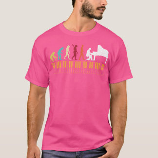 Pianist Retro Vintage Evolutie Van De Mens Funny P T-shirt