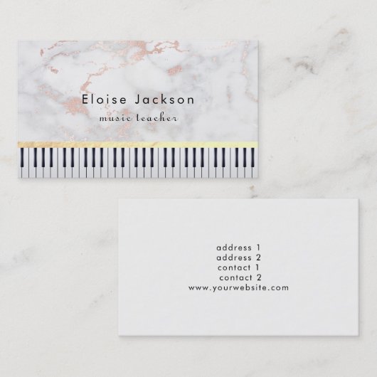 pianist roze marmerleraar visitekaartje (Voorkant / Achterkant)