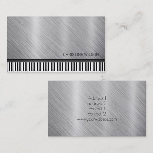 Pianist Silver Grey Visitekaartje (Voorkant / Achterkant)