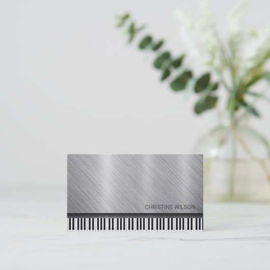 Pianist Silver Grey Visitekaartje (Staand voorkant)