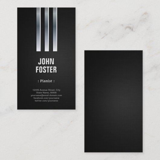 Pianist - staalmetalen kijker visitekaartje (Voorkant / Achterkant)