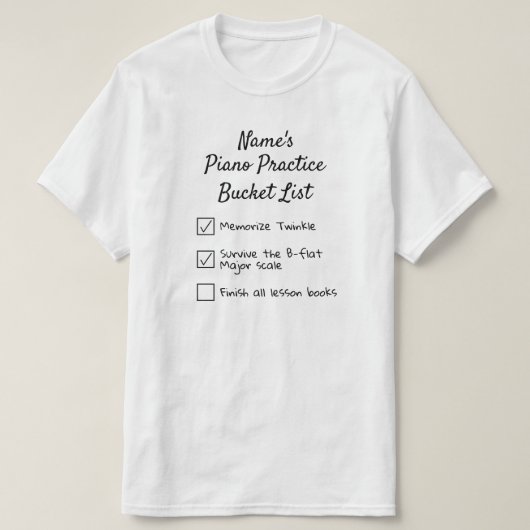 pianist van de Bucket van Piano Practice T-shirt (Design voorkant)