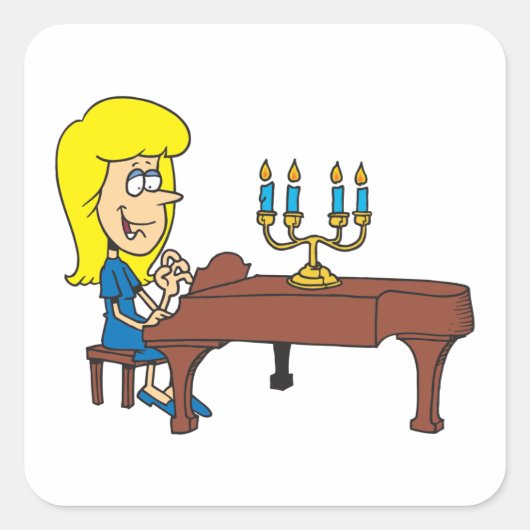 Pianist Vierkante Sticker (Voorkant)