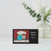Pianist visitekaartje met bloemen (Staand voorkant)