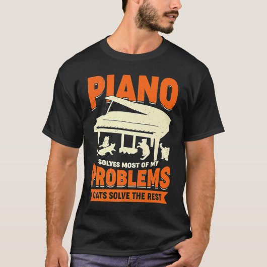 Pianist voor een kat t-shirt (Voorkant)