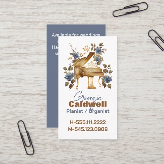 Pianist Waterverf Art Visitekaartje (Voorkant / Achterkant in situ)