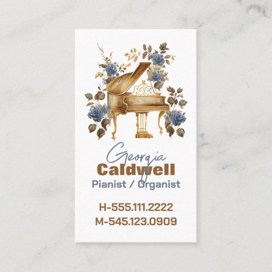  Pianist Waterverf Art Visitekaartje (Voorkant)