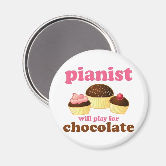 Pianist zal voor chocolade spelen magneet (Voorkant / Achterkant)