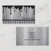 Pianist Zilver Zwart Druppelglitter Visitekaartje (Voorkant / Achterkant)