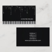pianist zwarte druppelende glitter visitekaartje (Voorkant / Achterkant)