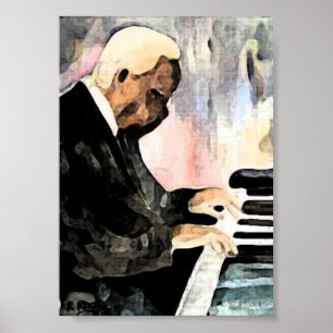 Pianista Jazz O indian Ink Artwork Impresiones Poster