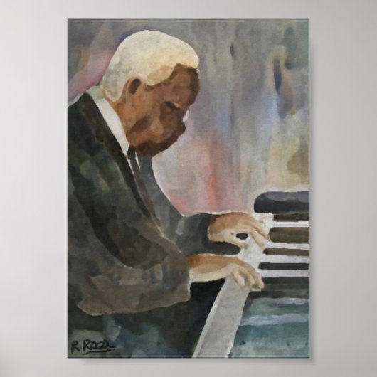 Pianista Jazz Original Oils Artwork Impresiones Poster (Voorkant)