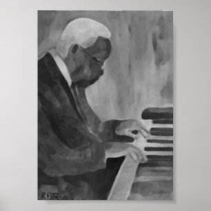 Pianista Jazz Original Oils Artwork Impresiones Poster