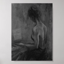 Pianista Mujer Original charcoilAtwork Impresiones