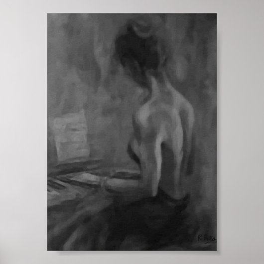 Pianista Mujer Original Oils Artwork Impresiones Poster (Voorkant)