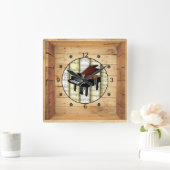 Piano ~ 3 Dimensional ~ Folk Art Box ~ Vierkante Klok (Huis)