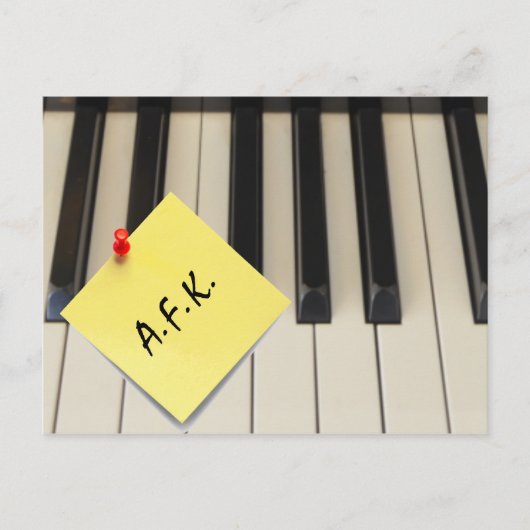 Piano A.F.K. (weg van toetsenbord) Briefkaart (Voorkant)