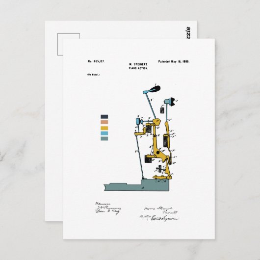 Piano Actie - Patent Max Steinert - Gekleurd Briefkaart (Voorkant / Achterkant)