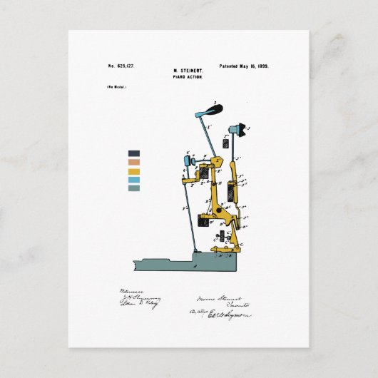 Piano Actie - Patent Max Steinert - Gekleurd Briefkaart (Voorkant)