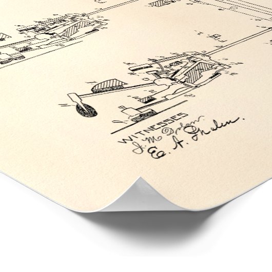 Piano Action 1886 Patent Art Old Peper Poster (Hoek)