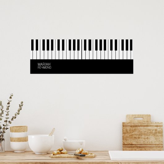 Piano All-Over Black Surface met naam Poster (Keuken)