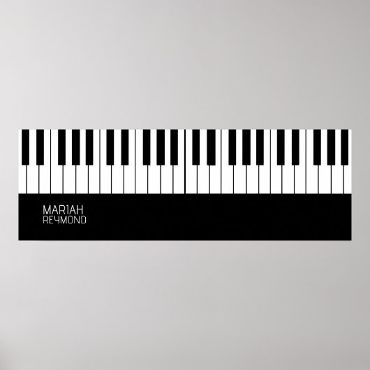Piano All-Over Black Surface met naam Poster (Voorkant)