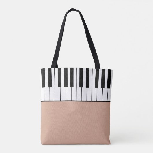 Piano All-Over Dusty Roos Canvas tas met naam (Achterkant)