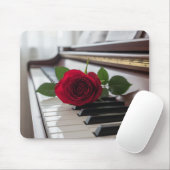 Piano and a rose -Musicians eligant mouse pad Muismat (Met muis)
