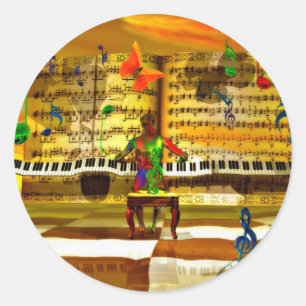 Piano art ronde sticker