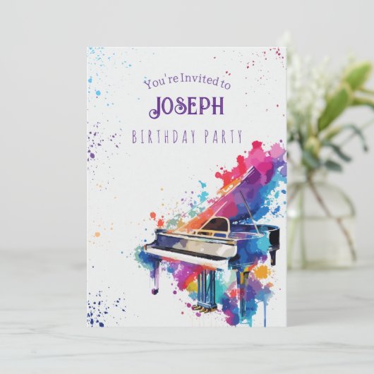 Piano art verjaardagsfeestje kaart (Staand voorkant)