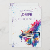 Piano art verjaardagsfeestje kaart (Voorkant / Achterkant)