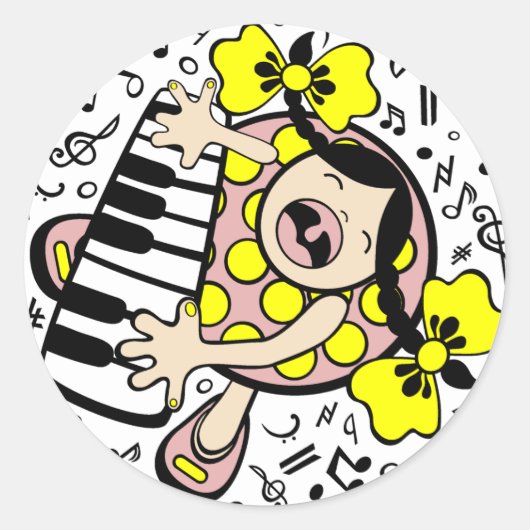 piano-baby ronde sticker (Voorkant)