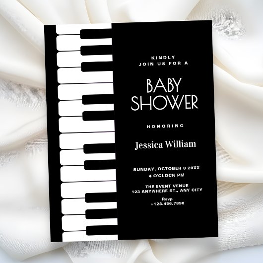 Piano baby shower kaart