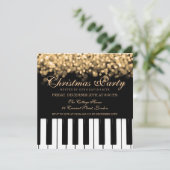 Piano Bar-kerstfeestjes met gouden lampjes Kaart (Staand voorkant)