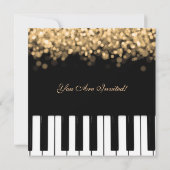 Piano Bar-kerstfeestjes met gouden lampjes Kaart (Achterkant)