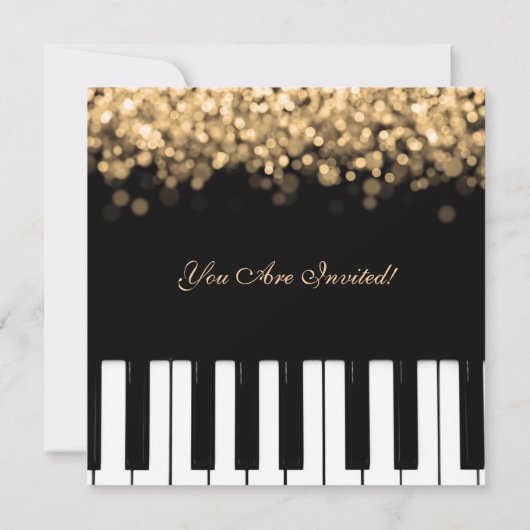 Piano Bar-kerstfeestjes met gouden lampjes Kaart (Achterkant)