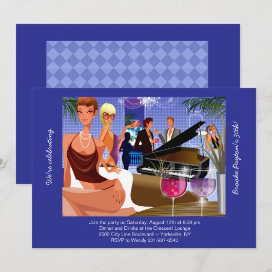Piano Bar-uitnodiging Kaart (Voorkant / Achterkant)