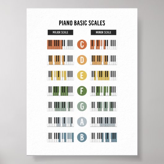 Piano basisschalen poster (Voorkant)