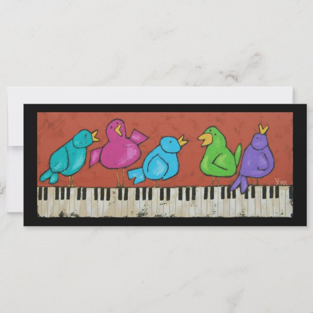 Piano Birds flat card (Voorkant)