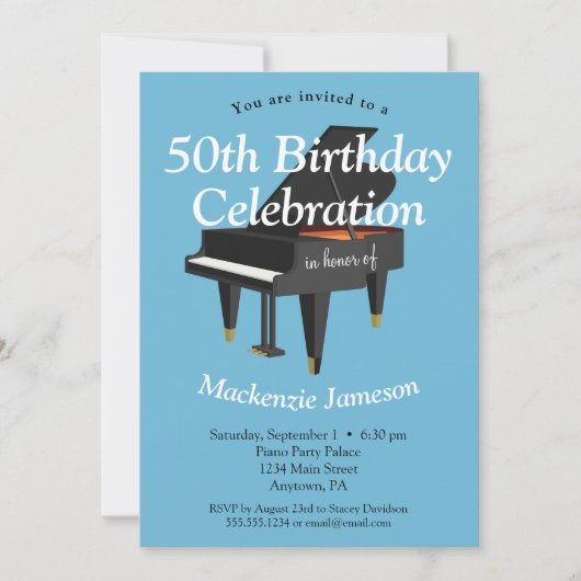 Piano Birthday Uitnodiging Musicus (Voorkant)