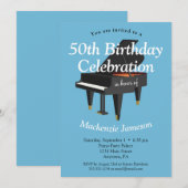 Piano Birthday Uitnodiging Musicus (Voorkant / Achterkant)