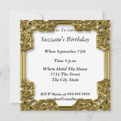Piano Black Birthday Party Glamour Invitation Kaart (Achterkant)