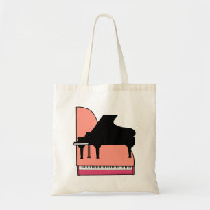 Piano Black Sillouette roze Uitzicht bovenaan Tote Bag