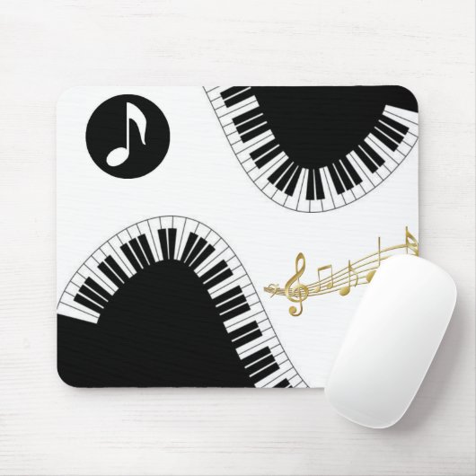 Piano Black White Muzieknoten Muismat! Muismat (Met muis)