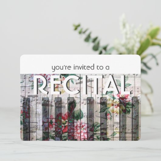  Piano Bloemen Ontwerp recital, Muziek Event Kaart (Staand voorkant)