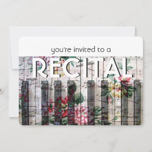  Piano Bloemen Ontwerp recital, Muziek Event Kaart (Voorkant)